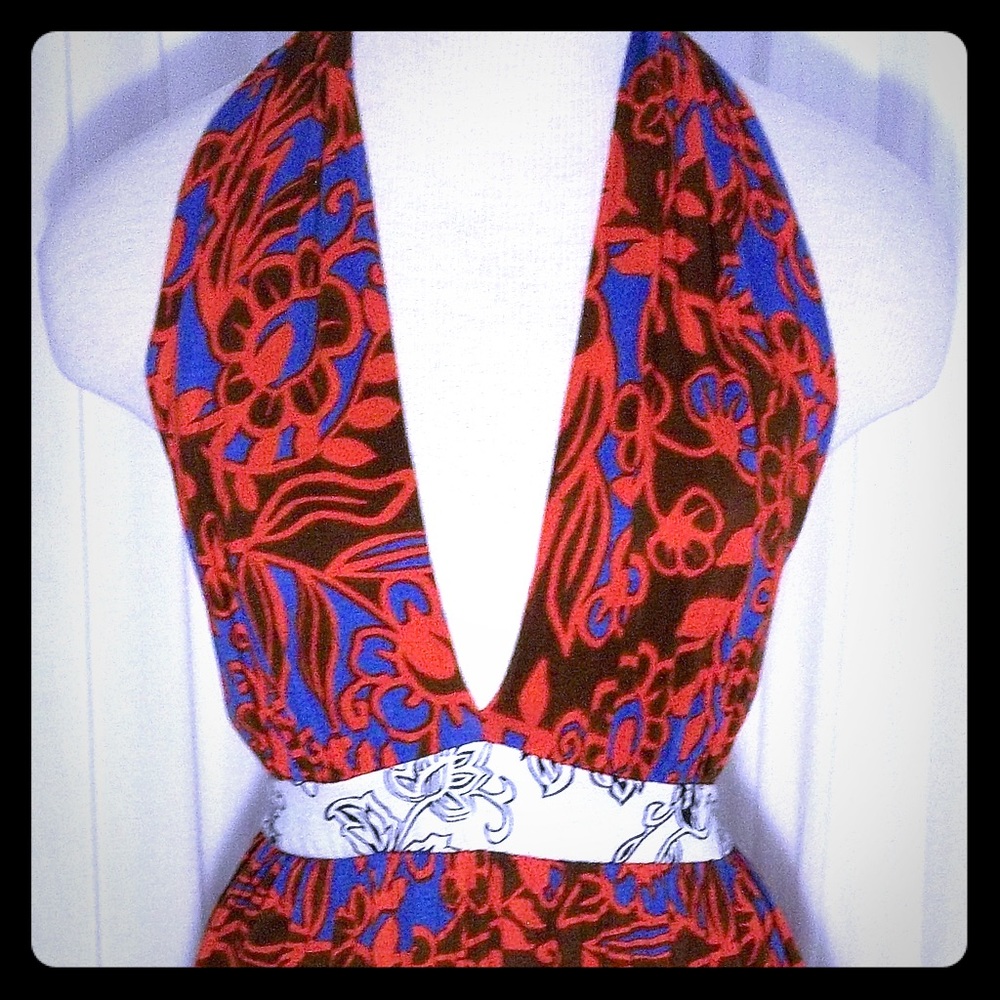 Iodice Brazil Sexy Backless Halter Dress Red sz Lg
